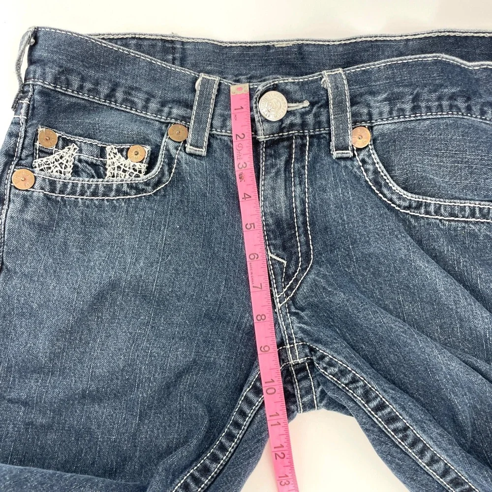 True Religion Bobby Mens 34 (Fits 32) Denim Jean Shorts Dark Wash Cut Off USA‎